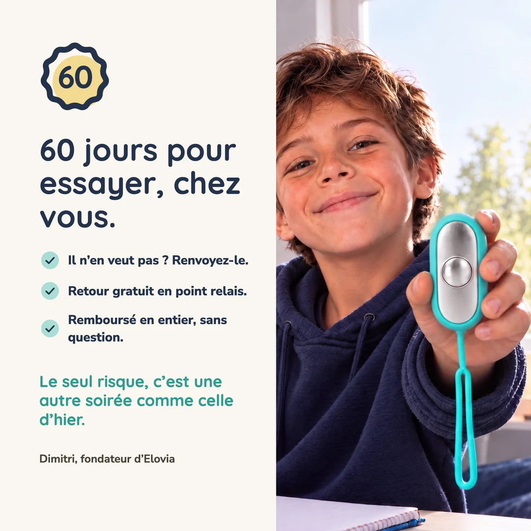 60 jours pour essayer chez vous, retour gratuit, remboursé en entier.